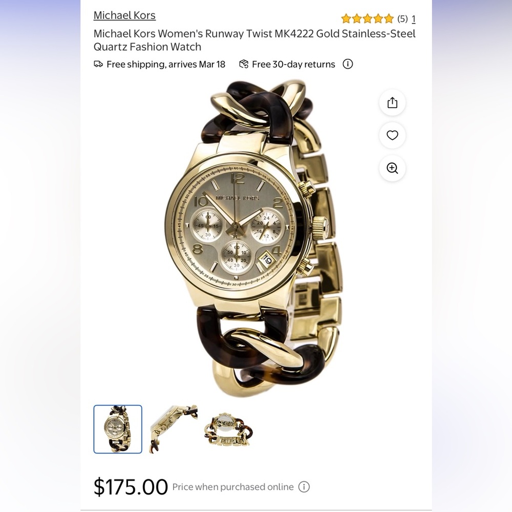 Michael Kors Gold and Brown Women's Watch